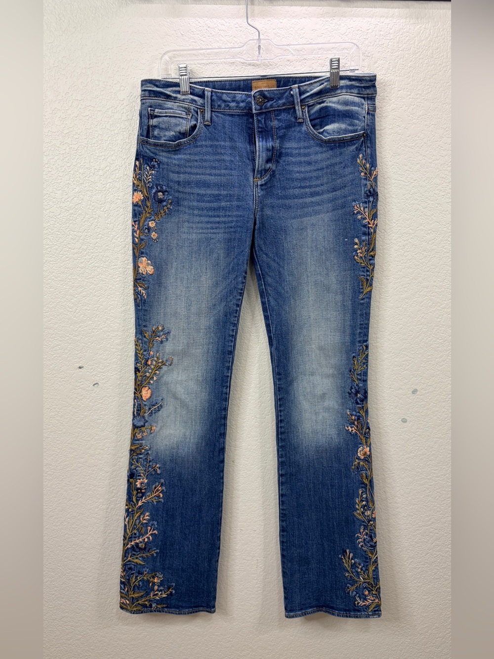 DRIFTWOOD Kelly Blue Floral Embroidered Straight Leg Jeans 30 x33